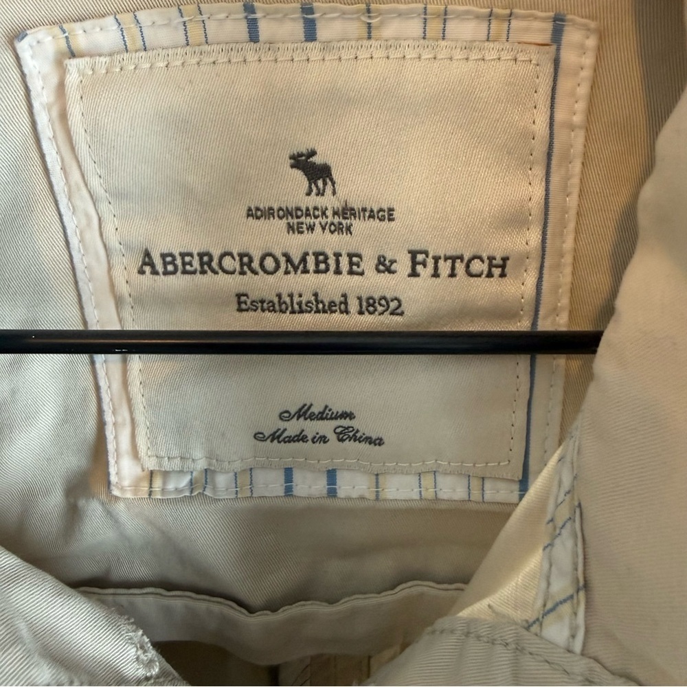 Abercrombie & Fitch Womens Jacket Khaki Tan Canvas Utility Outerwear Blazer Med - Picture 6 of 11